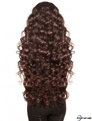 Lang mit Pony Curly Brown Modische synthetische Perücken