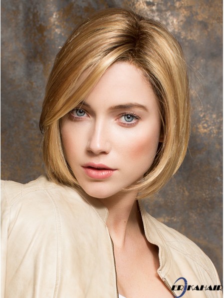 Kinn Länge Blonde No-Fuss 10 Zoll Straight Bob Perücken