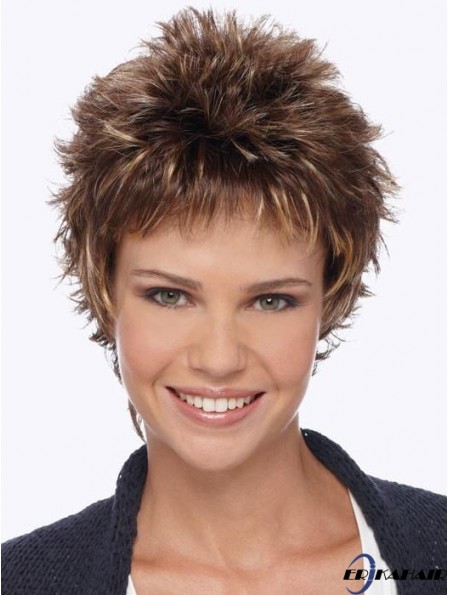 Boycuts Blonde Wavy 6 Zoll kurze synthetische Perücken
