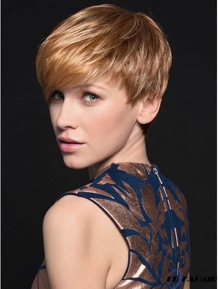 Wunderschöne 4 Zoll gerade blonde Boycuts kurze Perücken