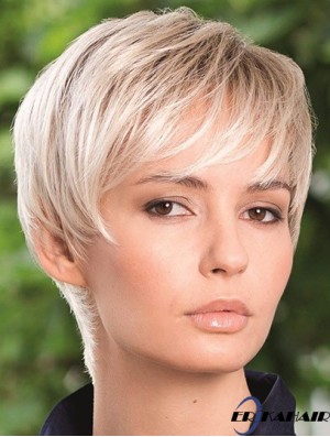 Synthetische Haarperücke Boycuts Straight Style Blonde Farbe Kurze Länge