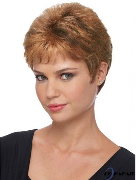 Boycuts Brown Straight 4 Zoll Damen Capless Perücken