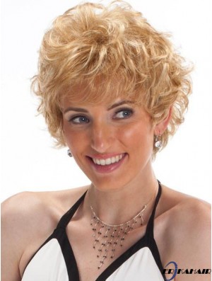 Capless Blonde 8 Zoll Cropped Boycuts Synthetische Perücken