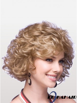Synthetische billige Perücken mit kappenlosen Schichtschnitten Kinnlänge Blonde Farbe