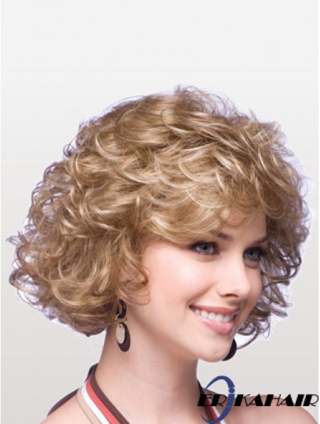 Synthetische billige Perücken mit kappenlosen Schichtschnitten Kinnlänge Blonde Farbe