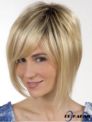 Kinn Länge Blond Große 8 Zoll gerade Bob Perücken