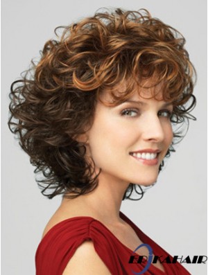 Klassische Damenperücke mit Pony Lace Front Curly Style Chin Länge