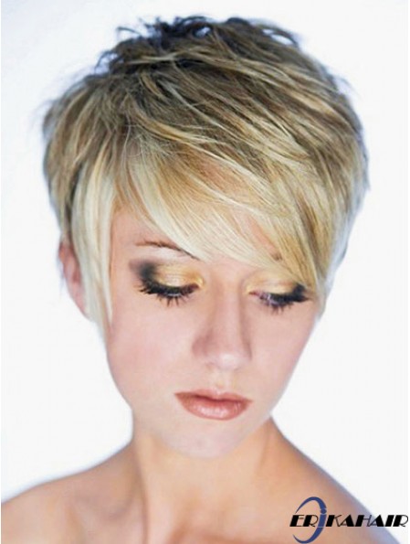 Beste synthetische Perücke Boycuts Cropped Length Blonde Farbe