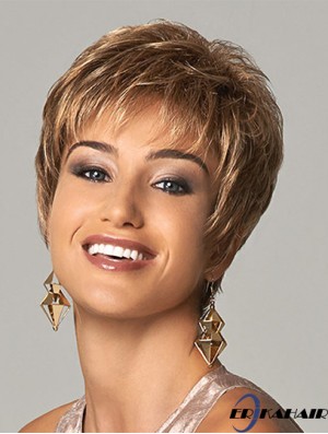Schlanke kurze synthetische Perücken UK verkürzte Länge blonde Farbe Boycuts