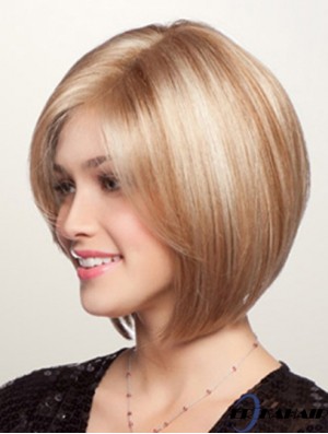 Kurze synthetische Spitze Perücken Bobs schneidet blonde Farbe