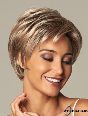 Wellenförmige geschichtete 8 Zoll blonde trendige synthetische Perücken