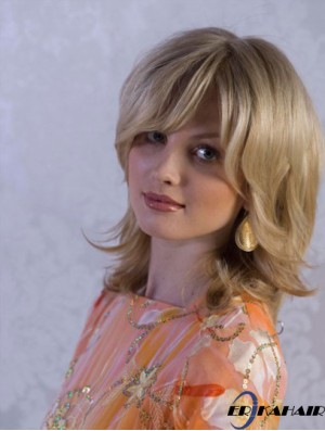 Layered Blonde 14 Zoll Schulter Straight Full Lace Synthetic Perücke