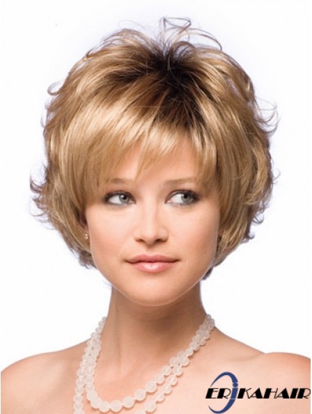 Synthetic Hair UK Mit Capless Short Length Blonde Farbe