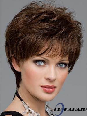 Brown Wavy Short Boycuts Spitze Front Günstige Perücke UK