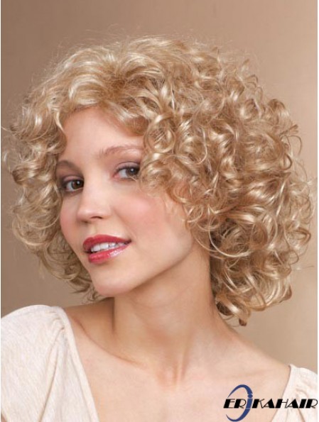 Kinnlänge Classic Curly Blonde Stylish Synthetic Perücken