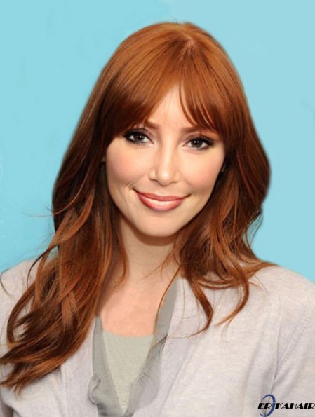 Große Auburn lange gerade 18 Zoll mit Pony Jessica Chastain Perücken
