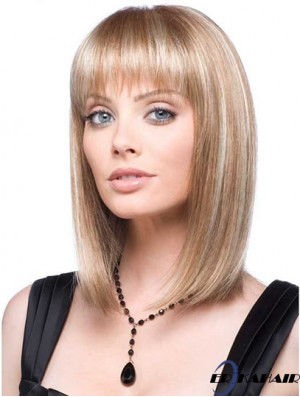 Vordere Spitze Perücke synthetisch mit gerader Frisur blonde Farbe