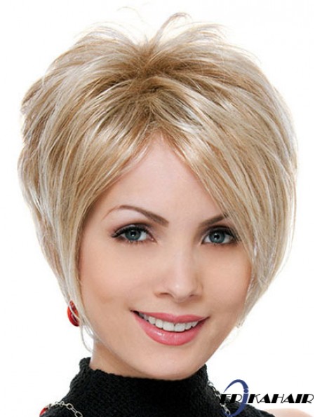 Großhandel synthetisches Haar UK Blonde Farbe Boycuts Straight Style