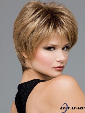 Kurze gewellte Boycuts Blonde Synthetic Wavy Lace Front Perücken