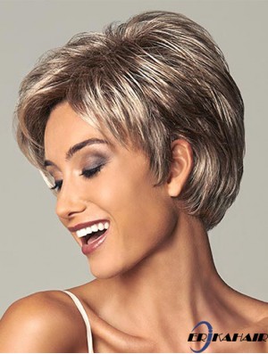 Beste 7 Zoll Straight Brown Layered Short Perücken