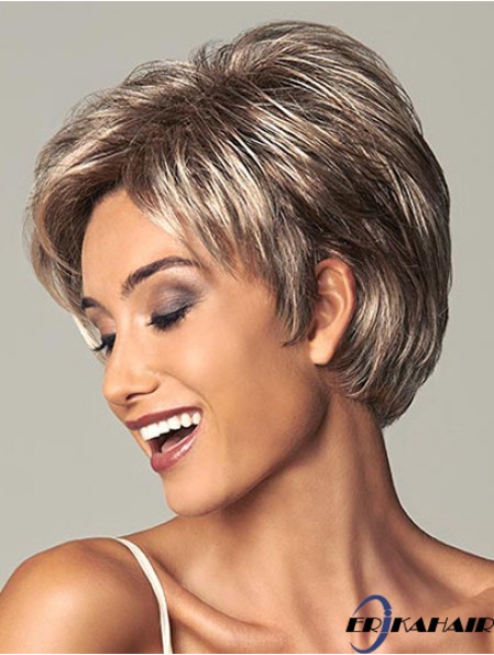 Beste 7 Zoll Straight Brown Layered Short Perücken