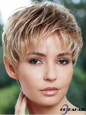 Günstigste 6 Zoll Straight Blonde Boycuts Short Perücken
