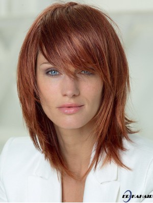 14 Zoll gerade geschichtete Capless Auburn Soft Long Perücken