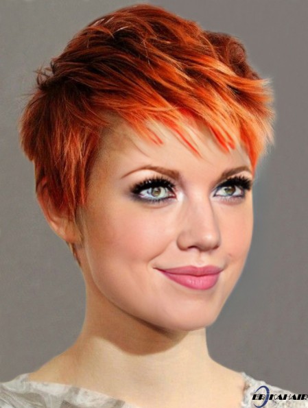 Günstige synthetische Haarspitze vorne  Perücken UK Straight Style Cropped Color