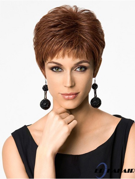 Entworfen 4 Zoll gerade Auburn Boycuts kurze Perücken