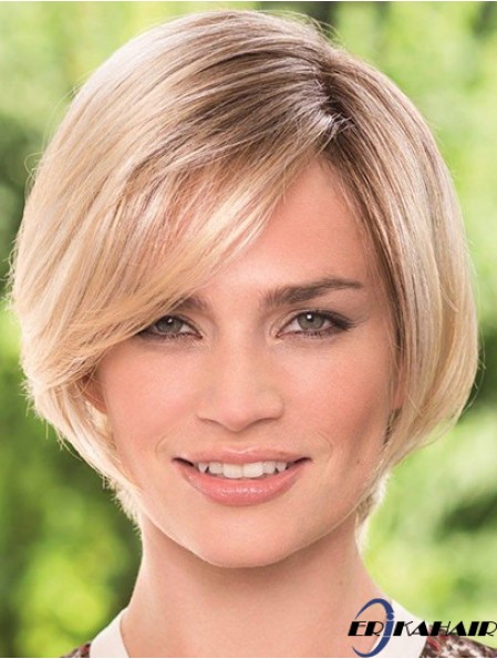 Kinn Länge Blond Langlebige 8 Zoll Straight Bob Perücken