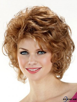 Trendy Brown Kinn Länge Curly Layered Lace Front Perücken
