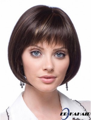 Günstige synthetische Spitze Perücken Kinn Länge Bobs Cut Brown Farbe