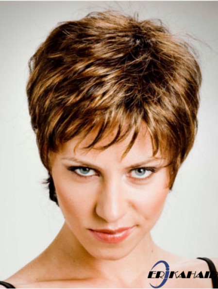 Boycuts Cropped Capless Auburn Wavy Synthetics Perücken