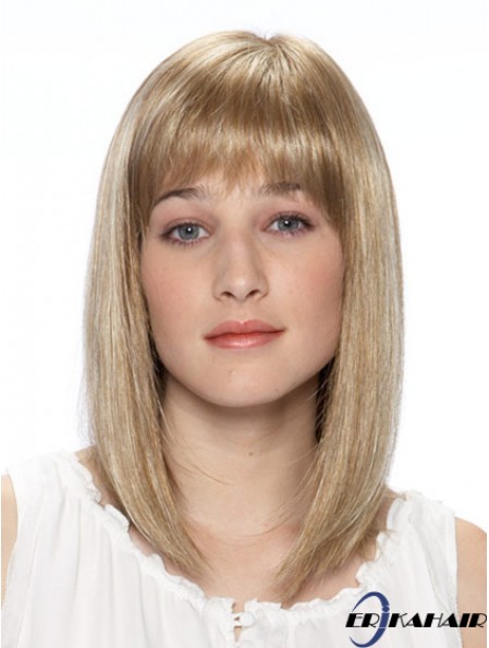 14 Zoll Blonde Straight Bobs Schulter Synthetische Spitze Front Perücke