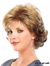 Curly Layered Short Great Blonde Synthetic Perücken