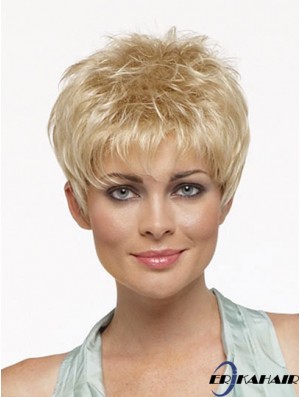 Cropped Boycuts Straight Blonde Online Synthetische Perücken