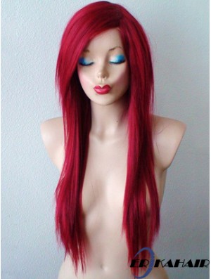 Rote synthetische Spitzenperücken UK rote Farbe gerader Stil mit Pony