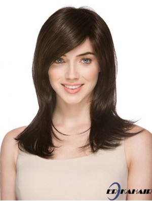 Sehr billige synthetische Perücken Layered Cut Straight Style Brown Farbe