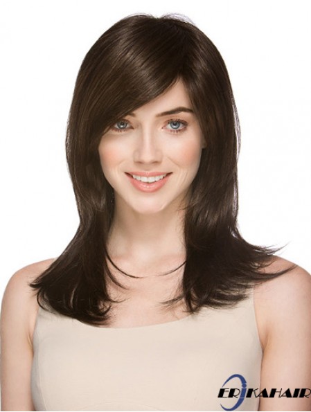 Sehr billige synthetische Perücken Layered Cut Straight Style Brown Farbe