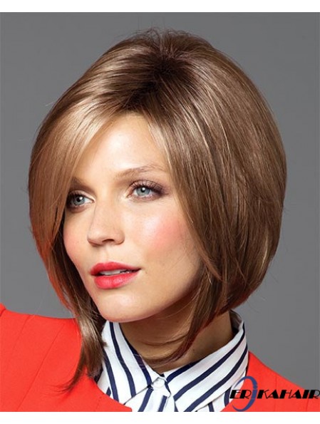 Kinnlänge Gerade Capless Brown No-Fuss Bob Perücken