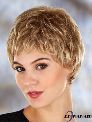 Moderne 4 Zoll wellige blonde Boycuts kurze Perücken