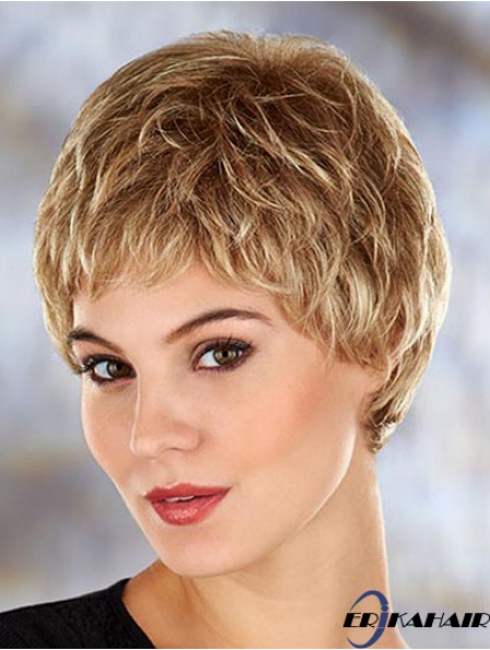 Moderne 4 Zoll wellige blonde Boycuts kurze Perücken