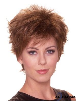 Straight Boycuts 6 Zoll Auburn Perfect Synthetic Perücken