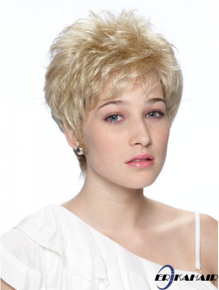Cropped Boycuts Wavy Blonde Modische synthetische Perücken