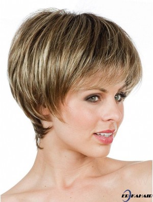 Boycuts Short Brown Straight Sleek Petite Perücken