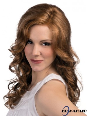 Curly Layered Long Brown Moderne Spitze Front Perücken
