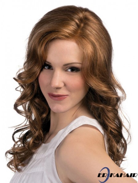 Curly Layered Long Brown Moderne Spitze Front Perücken