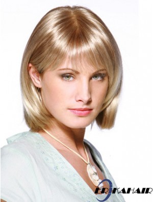 Spitze vorne Kinn Länge gerade blonde blonde fabelhafte Bob Perücken