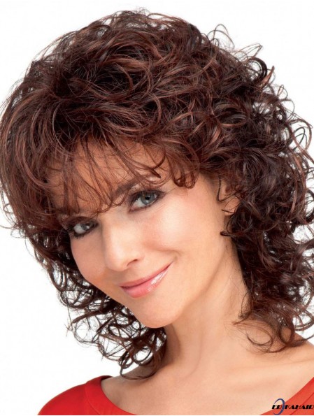 Curly Auburn Praktische schulterlange klassische Perücken