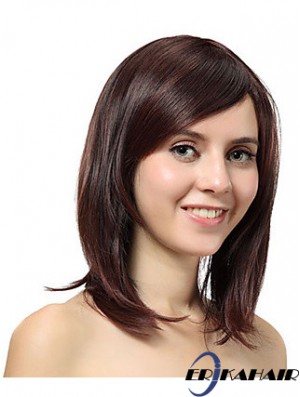 Schulterlange geschichtete gerade Auburn billige synthetische Perücken